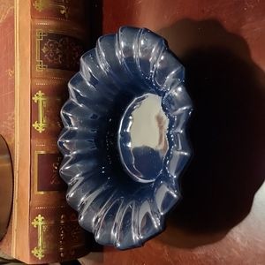 Vintage Haeger Navy Pleated Bowl